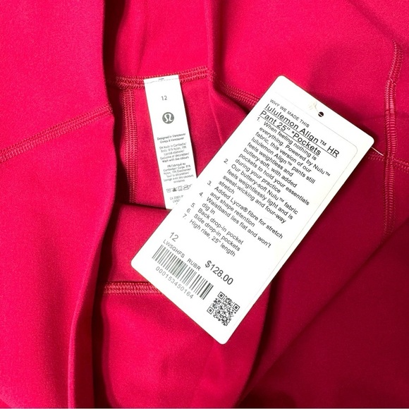Lululemon Align High Rise Pant Leggings with Pockets Ruby Red Size 12 14 NWT - Picture 9 of 10